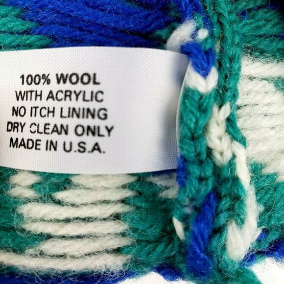 Vintage Adult Winter Hat Beanie Ski Snow Wool Geometric 80s 90s USA - Picture 3 of 7